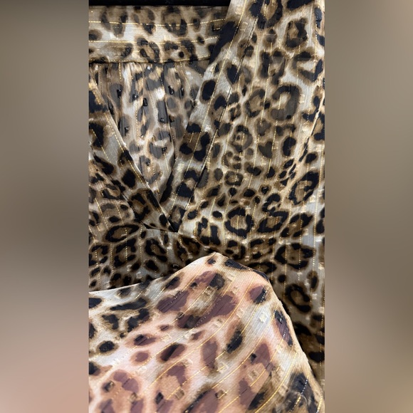 White House Black Market Leopard & Gold Lurex Mini Dress - Picture 5 of 11